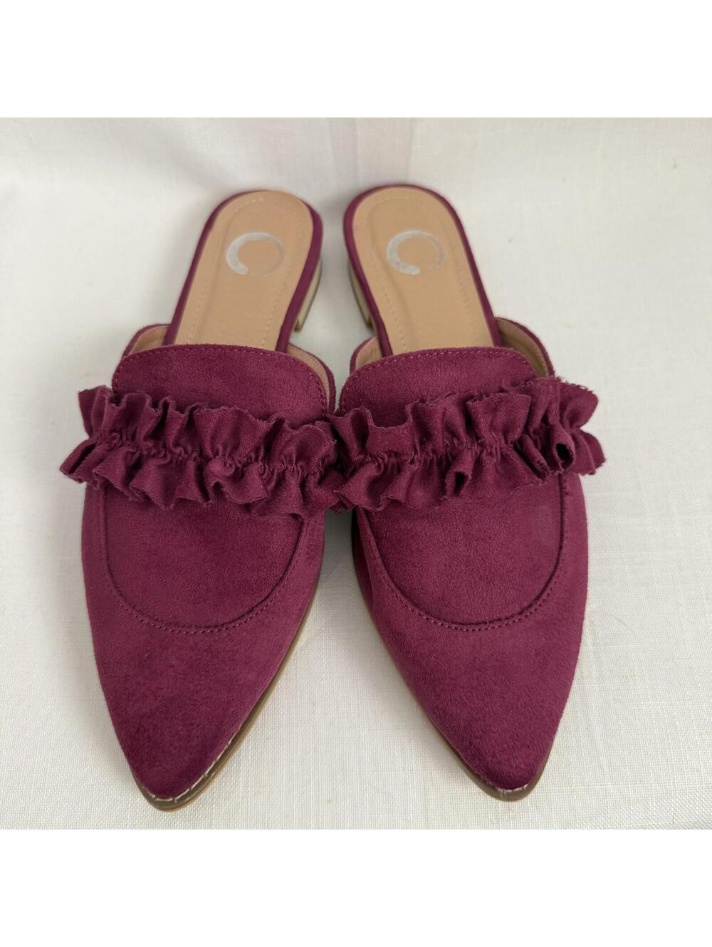NEW Journee Collection 6.5 Kessie Fuscia Purple Mules Sandals Shoes Flats